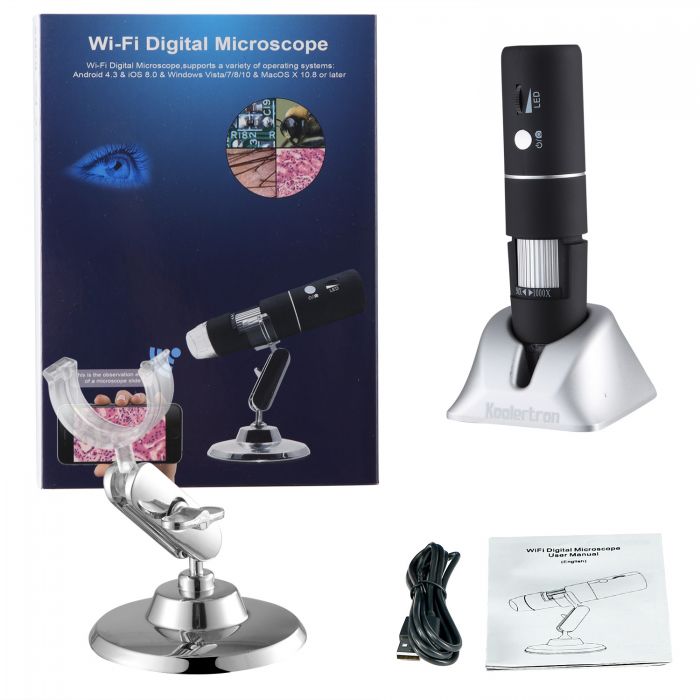 Tonha WiFi Digital Microscope 720p High Resolution Camera Built-in 8pc LED Lights with Luminance Control & Adjustable Focal Length for Students Engineers Artists & Inquisitive Minds 