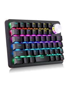Koolertron 45-key One-Hand Programmable Macro Mechanical Keyboard Mechanical Gaming Keyboard with Portable, RGB Backlight, 4-Layer Configuration, Unique Knob, etc.-Black/Red Switches/RGB LED