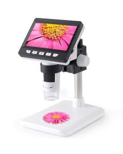 Koolertron 4.3 inch IPS Digital Microscope,1080P 50-1000X Magnification Handheld Digital Microscope with 32g TF Card,8 LED Light,Rechargeable Battery Microscope for Coins/Plant/Rock/PCB Soldering (AS-MICR03-B)