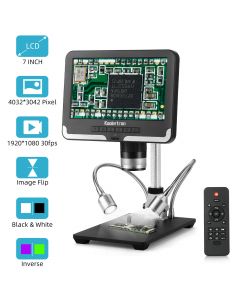 
Koolertron 7 inch LCD Digital USB Microscope Angle Adjustable with Remote Control,12MP 1920x1080 30fps Video Recorder Image Flip/Reverse Color/Black & White for Circuit Board Repair Soldering PCB Coin