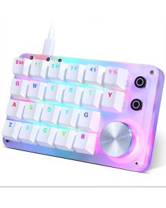 Koolertron One-handed Macro Mechanical Keyboard, LED Backlit Portable 24-key One-handed Mechanical Gaming Keyboard with Fully Programmable Keys for Knobs and Keys (Red Switches)