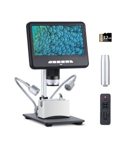 Koolertron 24MP Coin Microscope for Adult,7-inch Screen LCD Digital Microscope with 32GB TF Card,LED Observation Desk,HDMI USB Microscope 1200X,10inch Extension Stand,Compatible PC/TV (AW-SMXW77)