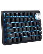 Koolertron One Handed Macro Mechanical Gaming Keyboard, Programmable Keypad, Rotating Knob 45 Keys for Windows PC Gamers-Black/Blue Switches/Blue LED