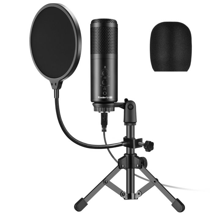 Koolertron USB Podcast Microphone, Hi-res Sampling Rate 96KHZ/24BIT  Condenser Cardioid PC Mic for Streaming, Studio, Voice Over, Skype   Videos