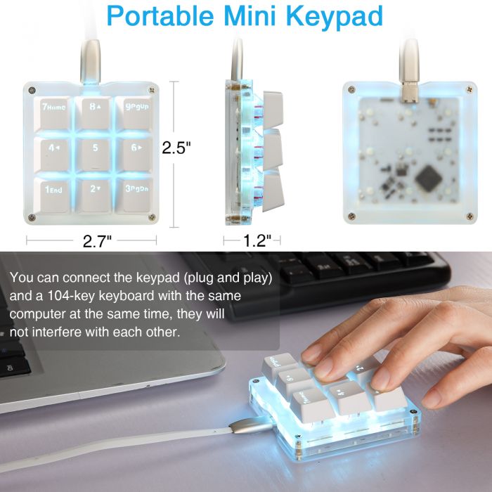 Koolertron One Handed Macro Mechanical Keyboard with 9 Fully