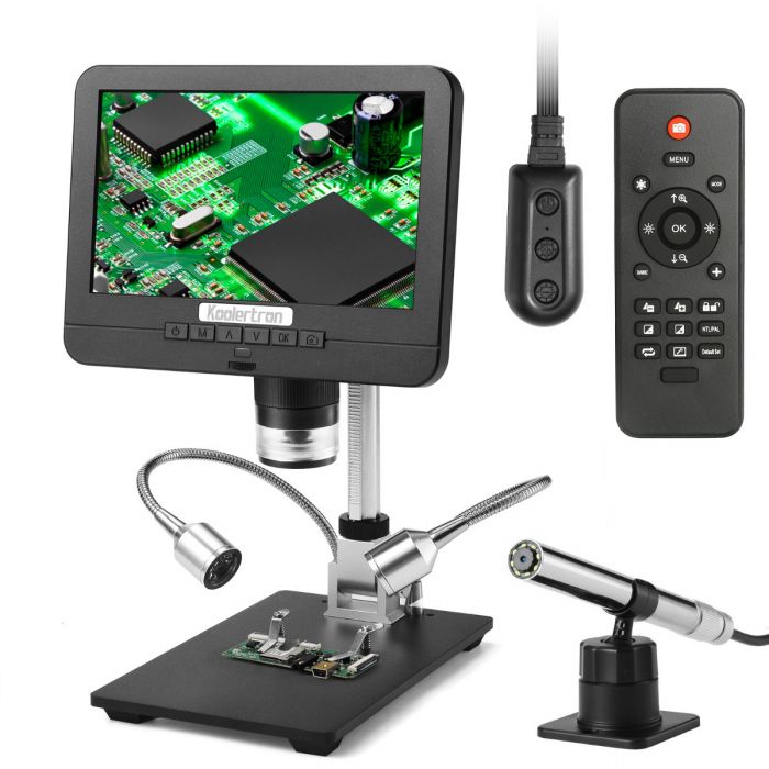 Koolertron USB Digital Microscope 2MP 1X-500X Continuous Zooming Endoscope Magnifier Video Camera with 8 LED Light Height Adjustable Stand for Studen Children Circuit board inspection Coin collection. 