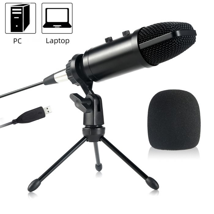 FIFINE USB Microphone, Metal Condenser Recording Microphone for Laptop Mac or Windows Cardioid Studio Recording vocals, Voice Overs,Streaming Broadca