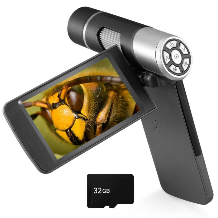 Handheld Microscope with 4-inch Screen and 32GB SD Card, 1080FHD Portable  Digital Microscope with 8 LED Lights, Windows/Mac OS Compatible.