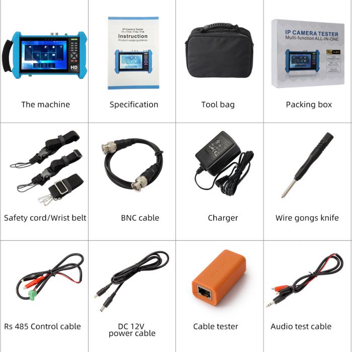 Koolertron 7 Inch IP Camera Tester CCTV Tester, IPS Touch Screen H