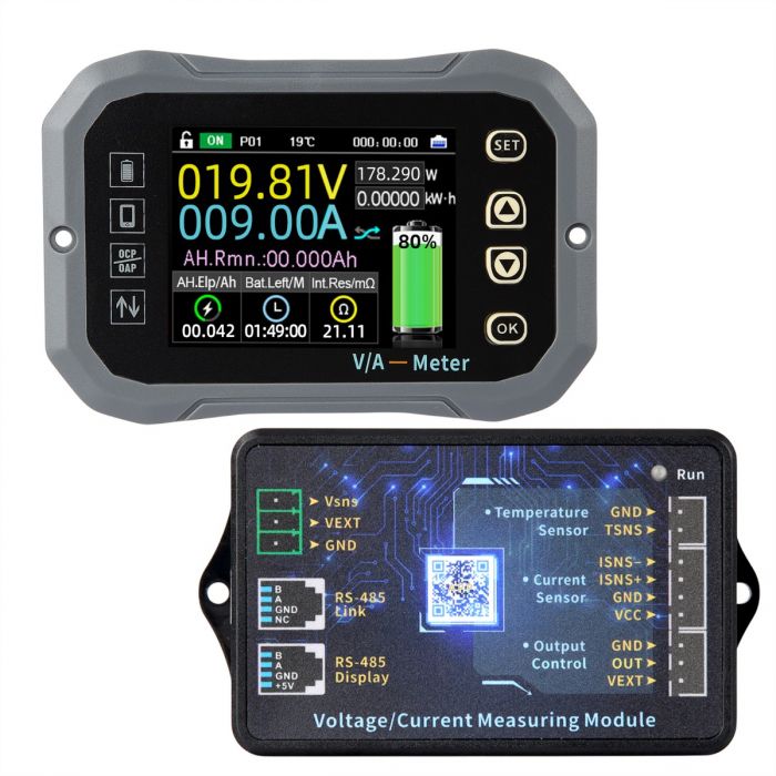 Battery Monitor with Shunt 400A 0-120V 2.4inch Display Wireless Voltage  Current Meter for Car Motor Boat RV Motorhome Golf cart Solar System