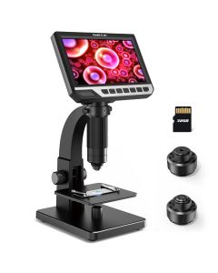 Koolertron 7" LCD Digital Microscope with Dual Lens 32G TF Card, 2000x Optical Magnification Biological Cell Microscope with Digital & Microbial Lens for Cells/CirCell Microscope with Digital & Microbial Lens for Cells/Circuit Board Soldering PCB Coins
