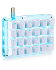 Koolertron One Handed Macro Mechanical Keyboard with 23 Fully Programmable Keys, Portable Mini One-Handed Mechanical Gaming Keypad-White/Red Switches/Blue LED