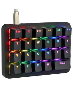 Koolertron One Handed Macro Mechanical Keyboard, RGB LED Backlit Portable Mini One-Handed Mechanical Gaming Keypad 23 Fully Programmable Keys (RGB Backlit/Blue switches)