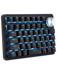 Koolertron One Handed Macro Mechanical Gaming Keyboard, Programmable Keypad, Rotating Knob 45 Keys for Windows PC Gamers-Black/Red Switches/Blue LED