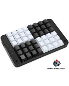 Koolertron Single-Handed Programmable Mechanical Keyboard, All 48 Programmable Keys Tools Keypad with Cherry MX Red Switch, 8 Macro Keys, PBT Blank No Print Keycaps 