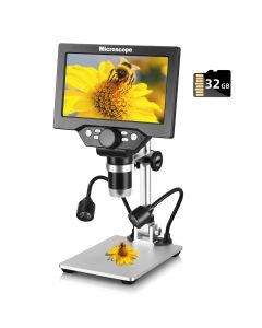 Koolertron 7 inch LCD Digital USB Microscope with 32G TF Card and Fill Lights 1200X Magnification 12MP 1080P(AS-SMXW70-C)