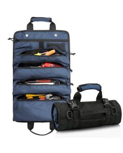 Koolertron Black Tool Roll Up Bag, Rolling Tool Bag for Organizer and Storage, 900D Waterproof Oxford Cloth, For Mechanic, Carpenter, Electrician & Hobbyist, First Aid Kit, Car, Motorcycle