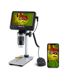 5 inch Coin Microscope with In-line control, 1000x Digital Microscope + 32GB SD Card + Metal Stand, 1080FHD USB Microscope with Wifi Function, Compatible with Windows iPhone Android iPad 