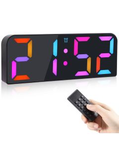 Koolertron Digital Wall Clock, Large Display, LED Clock with Remote Control, RGB Colors Countdown Large Clock with Date Week Temperature for Living Room, Kitchen, Office, Classroom and Gym (DF-LARM02-BKC)