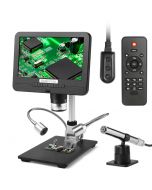 Koolertron 7 inch LCD Digital Microscope Endoscope Angle Adjustable Display with Remote Control, 12MP Photo Capture 1920x1080 30fps Video Recorder Support Image Flip/Reverse Color/Black & White Suitable for Circuit Board Repair Soldering PCB Coins, etc 