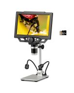 Koolertron 9 inch LCD Digital Microscope with 32G TF Card,12MP 1600X Magnification 1080P USB Microscope,5000mAh Battery,10 inch Stand with Side Light Coin Microscope for Plant/Rock/Circuit Board/Coin